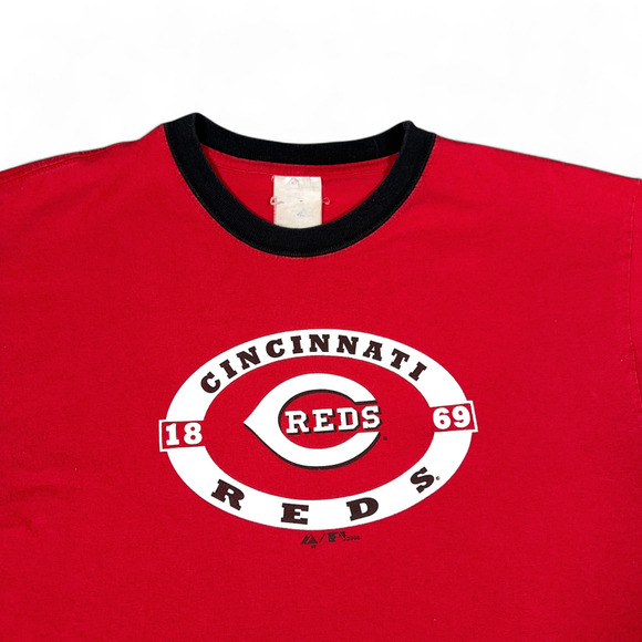 Vintage Cincinnati Reds Shirt Adult LARGE Red Majestic MLB Baseball Ringer Y2K - Picture 2 of 6
